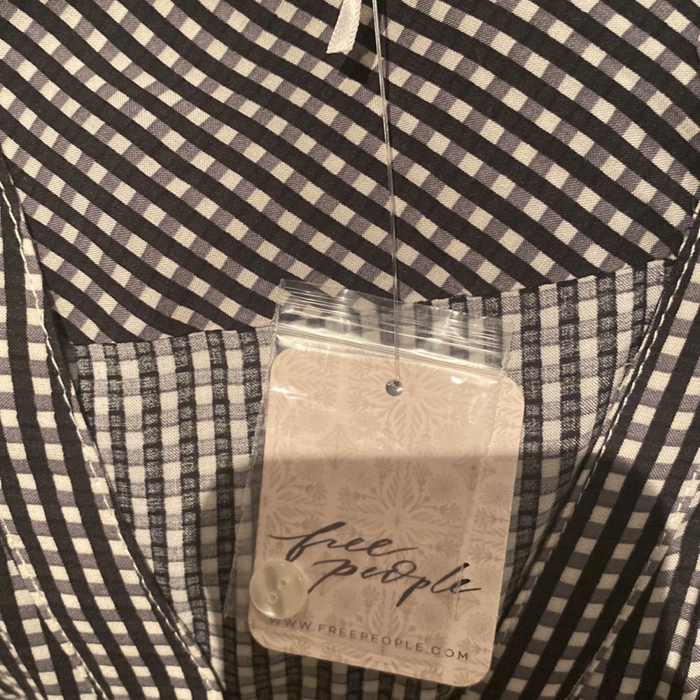 Free People Pippa Asymmetrical Gingham Mini Dress Size Medium - Picture 5 of 9